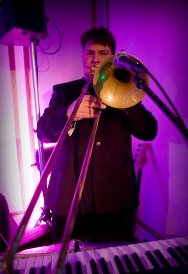 Mark Hamilton on his trombone